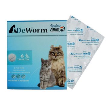 AnimAll VetLine (ЭнимАлл ВетЛайн) DeWorm - Антигельминтный препарат для кошек и котят (таблетки)