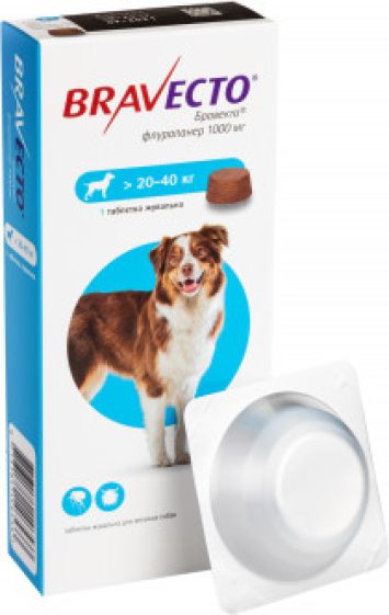 Bravecto (Бравекто) L Жевательная таблетка от блох и клещей для собак 20-40 кг (1 таблетка)