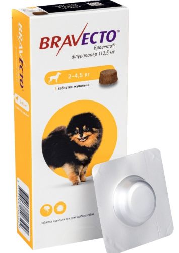 Bravecto (Бравекто) XS Жевательная таблетка от блох и клещей для собак 2-4,5 кг (1 таблетка)