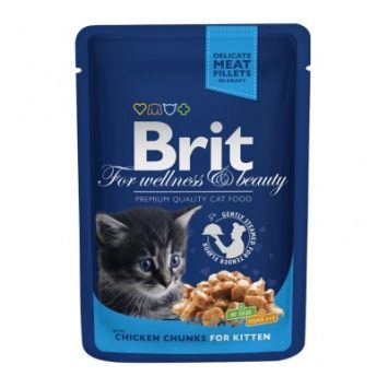 Brit Premium Cat (Брит Премиум Кэт) Кусочки в соусе с курицей для котят (пауч)