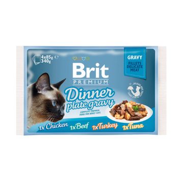 Brit Premium Dinner Plate Grav Влажный корм Обеденная тарелка кусочки в соусе 4*85 гр