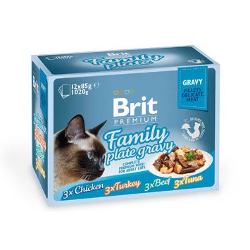 Brit Premium Family Plate Gravy Влажный корм Семейная тарелка кусочки в соусе 12*85 гр