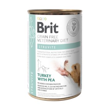 Brit (Брит) VetDiets Dog Struvite - Влажный корм для собак при лечении и для профилактики мочекаменной болезни (индейка/горошек)