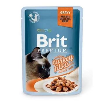 Brit Premium Cat pouch (Брит Премиум Кэт) - филе лосося в соусе для взрослых стерилизованных котов и кошек (пауч)