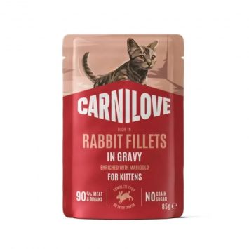 Carnilove (Карнилав) Kittens Rabbit with Marigold Gravy - Влажный беззерновой корм для котят всех пород, кролика с календулой кусочки в соусе