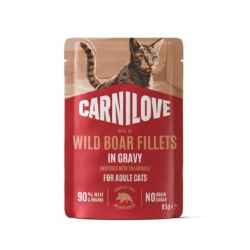 Carnilove (Карнилав) Cat Adult Gravy Wild Boar with Chamomile - Влажный беззерновой корм для взрослых кошек всех пород, дикого кабана с ромашкой кусочки в соусе