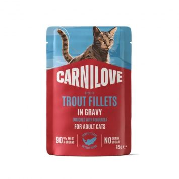 Carnilove (Карнилав) Cat Adult Gravy Trout with Echinacea - Влажный беззерновой корм для взрослых кошек всех пород, форели с эхинацеей кусочки в соусе