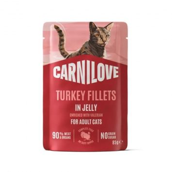 Carnilove (Карнилав) Cat Adult Jelly Turkey with Valerian - Влажный беззерновой корм для взрослых кошек всех пород, индейки с валерианой кусочки в желе