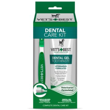 Vet`s Best (Ветс Бест) Dental Care Kit - Набор для ухода за ротовой полостью (Гель Для Чистки Зубов + зубная щётка)
