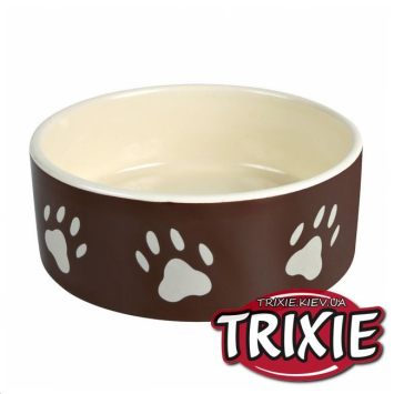 Trixie (Трикси) - Миска керамическая для собак с лапками (коричневая)