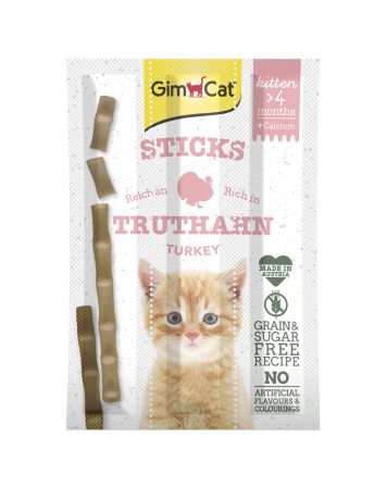GimСat (ДжимКет) Kitten Sticks - лакомство для котят с индейкой 3 шт.
