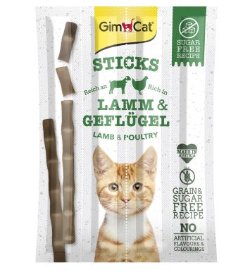 GimСat (ДжимКет) Sticks - лакомство для кошек с ягненком и мясом птицы 4 шт.
