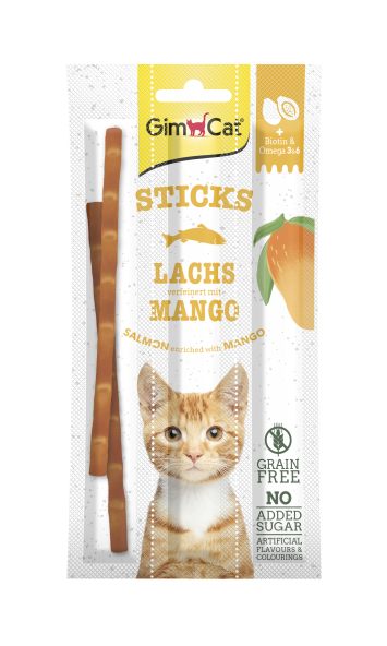 GimCat (ДжимКет) Superfood Duo-sticks - лакомство для кошек с лососем и манго 3 шт.