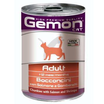 Gemon (Джемон) Cat Adult Chunkies with Salmon & Shrimps - Влажный корм для взрослых котов с лососем и креветками