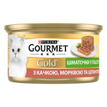 Gourmet Gold (Гурмет голд) кусочки в паштете с уткой, морковью и шпинатом