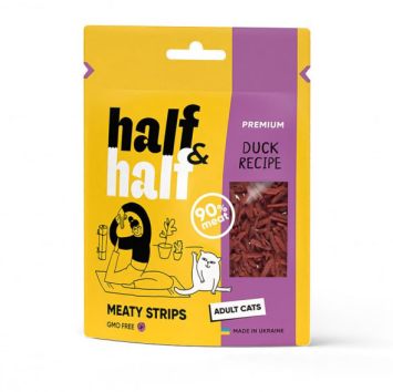Half&Half (Халф энд Халф) Premium Duck лакомства для кошек мясные полоски с уткой