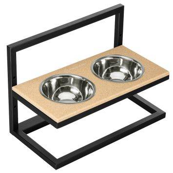 Harley & Cho (Харли энд Чо) Beige Stone Lift + Black миски на подставке с регулируемой высотой для собак