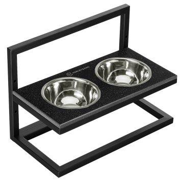 Harley & Cho (Харли энд Чо) Black Stone Lift + Black миски на подставке с регулируемой высотой для собак