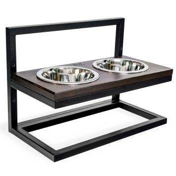 Harley & Cho (Харлі енд Чо) Brown Lift Wood + Black миски на підставці з регульованою висотою для собак