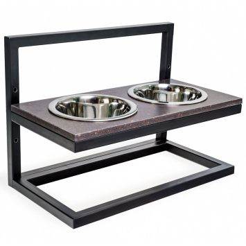 Harley & Cho (Харли энд Чо) Brown Stone Lift + Black миски на подставке с регулируемой высотой для собак