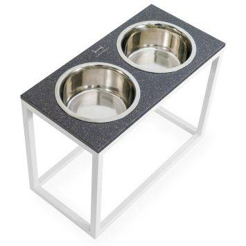 Harley & Cho (Харли энд Чо) Dinner Brown Stone + White миски на подставке для собак