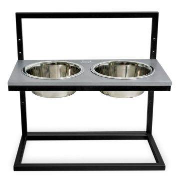 Harley & Cho (Харлі енд Чо) Gray Stone Lift + Black миски на підставці з регульованою висотою для собак