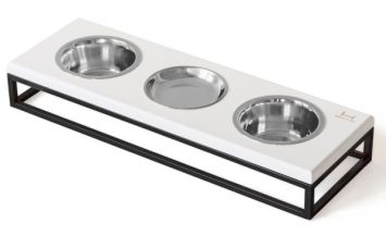 Harley & Cho (Харлі енд Чо) Lunch Bar White wood + Black миски потрійна на підставці для собак і кішок