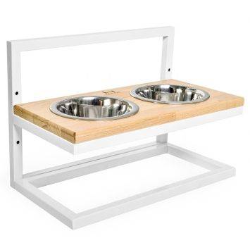 Harley & Cho (Харли энд Чо) Natural Lift Wood + White миски на подставке c регулируемой высотой для собак