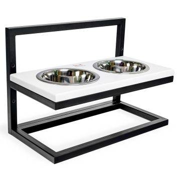 Harley & Cho (Харли энд Чо) White Lift Wood + Black миски на подставке c регулируемой высотой для собак