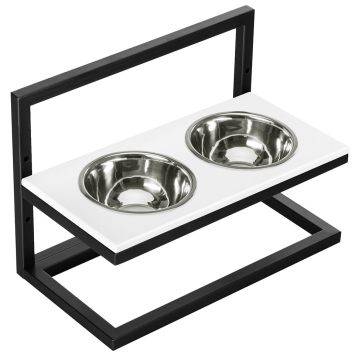 Harley & Cho (Харли энд Чо) White Stone Lift + Black миски на подставке с регулируемой высотой для собак