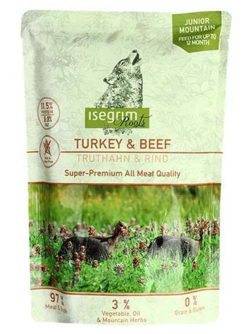 Isegrim (Изегрим) Pouch Roots Junior Turkey &Beef – Консервированный корм для щенков (индейка/говядина)