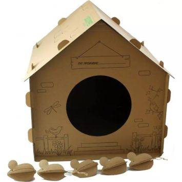 LuckyPet Домик Уикенд картонный для кошек и маленьких собак