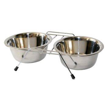 Kika (Кика) Металлические миски для собак на подставке, 2*450 мл