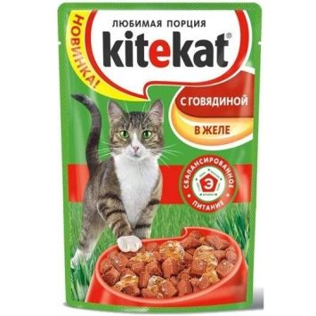 Kitekat (Китикет)для кошек с говядиной в желе (пауч)