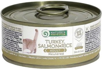 Nature's Protection Neutered Turkey, Salmon&Rice - консервы кусочки натуральной индюшатины и лососины с рисом