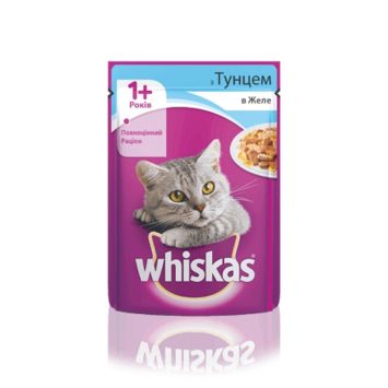 Whiskas (Вискас) влажный корм для кошек с тунцом в желе, пауч