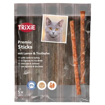 Trixie (Тріксі) Premio Stick Quintett - Ласощі для кішок палички з ягнятком та індичкою, 5 шт