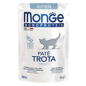 Monge (Монж) Monoprotein Pate Trout Kitten - Влажный монопротеиновый корм для котят, форель