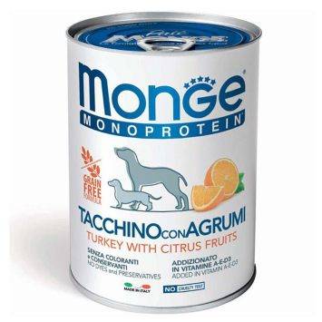 Monge (Монж) Dog Monoprotein Fruit Turkey with Citrus - Влажный монопротеиновый корм для собак, индейка с цитрусами