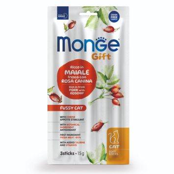 Monge (Монж) Gift Fussy Cat Soft Sticks Pork - Лакомство для привередливых котов со свининой и сыром