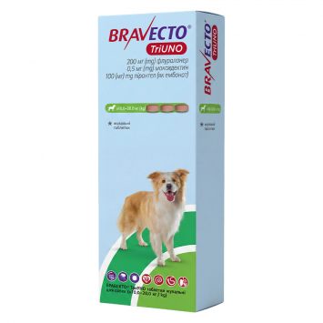 Бравекто  TriUNO- Жевательные таблетки от блох, клещей и гельминтов для собак 10-20 кг (3 шт/уп)