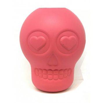 SodaPup (Сода Пап) Skull Treat Dispenser – Жевательная игрушка-диспенсер Череп для лакомств для собак, розовый