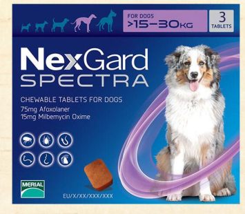 NexGard Spectra L - таблетки НексГард Спектра против блох, клещей и гельминтов 15-30 кг