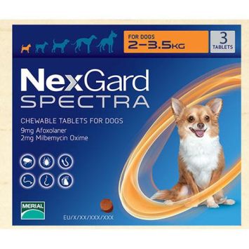 NexGard Spectra XS - таблетки НексГард Спектра против блох, клещей и гельминтов, 2-3,5 кг