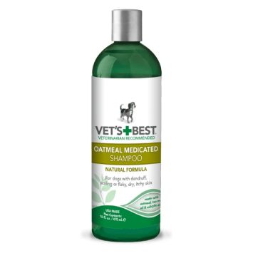 Vet`s Best (Ветс Бест) Oatmeal Medicated Shampoo - Терапевтический шампунь от перхоти, шелушения, для Сухой кожи