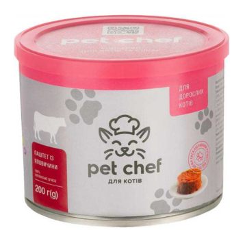 Pet Chef (Пет Шеф) Влажный корм для взрослых кошек мясной паштет (говядина)