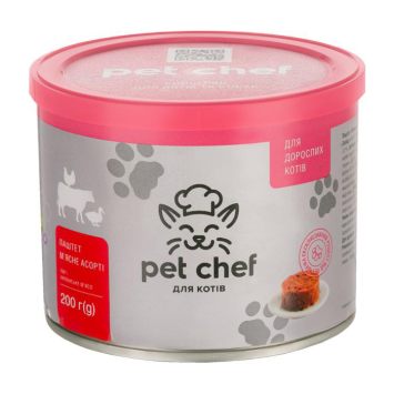 Pet Chef (Пет Шеф) Влажный корм для взрослых кошек паштет (мясное ассорти)