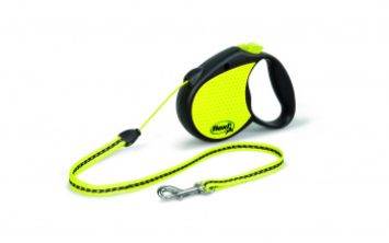 Flexi Neon S - Поводок-рулетка светоотражающая для собак до 12кг, трос, 5 м
