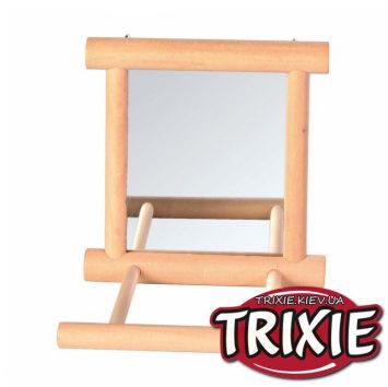 Trixie (Трикси) - Зеркало с деревянной рамкой и жёрдочкой, 9 х 9 см