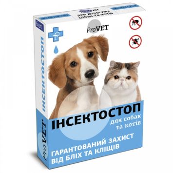 ProVET (ПроВет) ИнсектоСтоп Капли против эктопаразитов для взрослых кошек и собак на основе фипронила